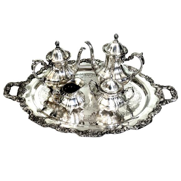 Vintage Towle Silver Plate 'Grand Duchess' Five-Piece Full Tea/Coffee Service - Picture 1 of 16